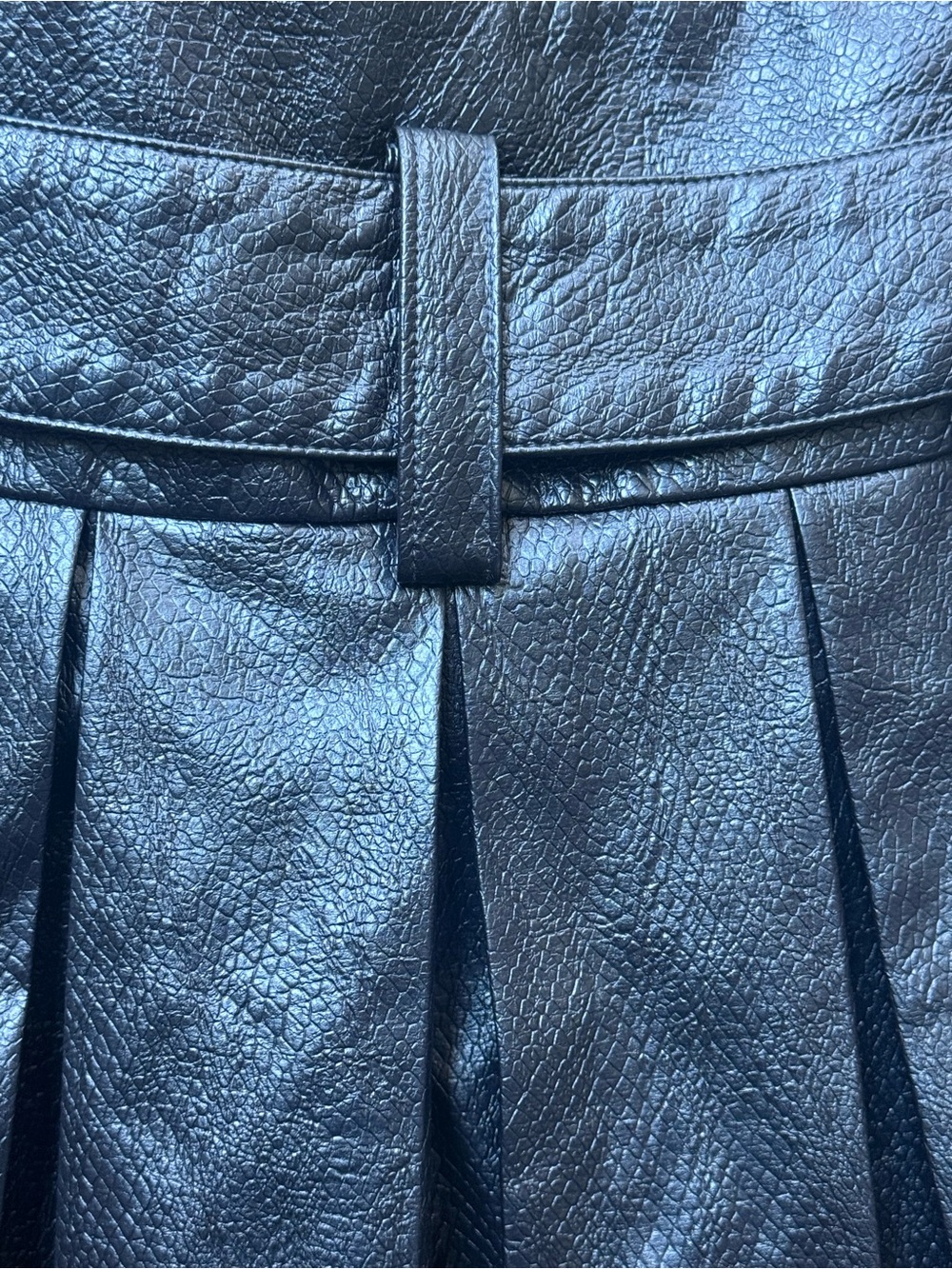 Ramy Brook Natalia Faux Leather Pleated Mini Belted Skirt Blue Size Small NWOT - Picture 6 of 8